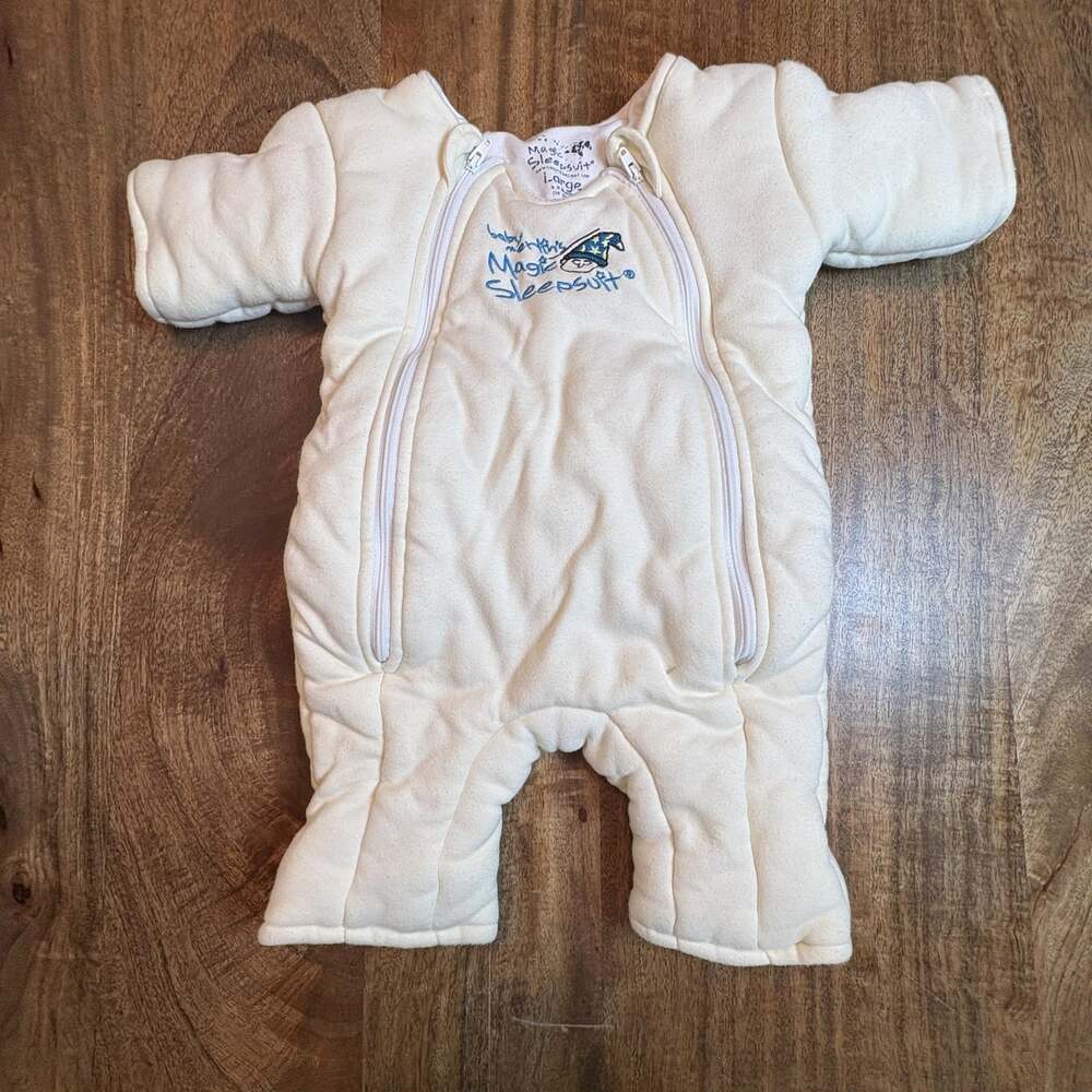 Baby Merlin's Magic Sleepsuit infant 6-9 Months White Cotton Swaddle Transition